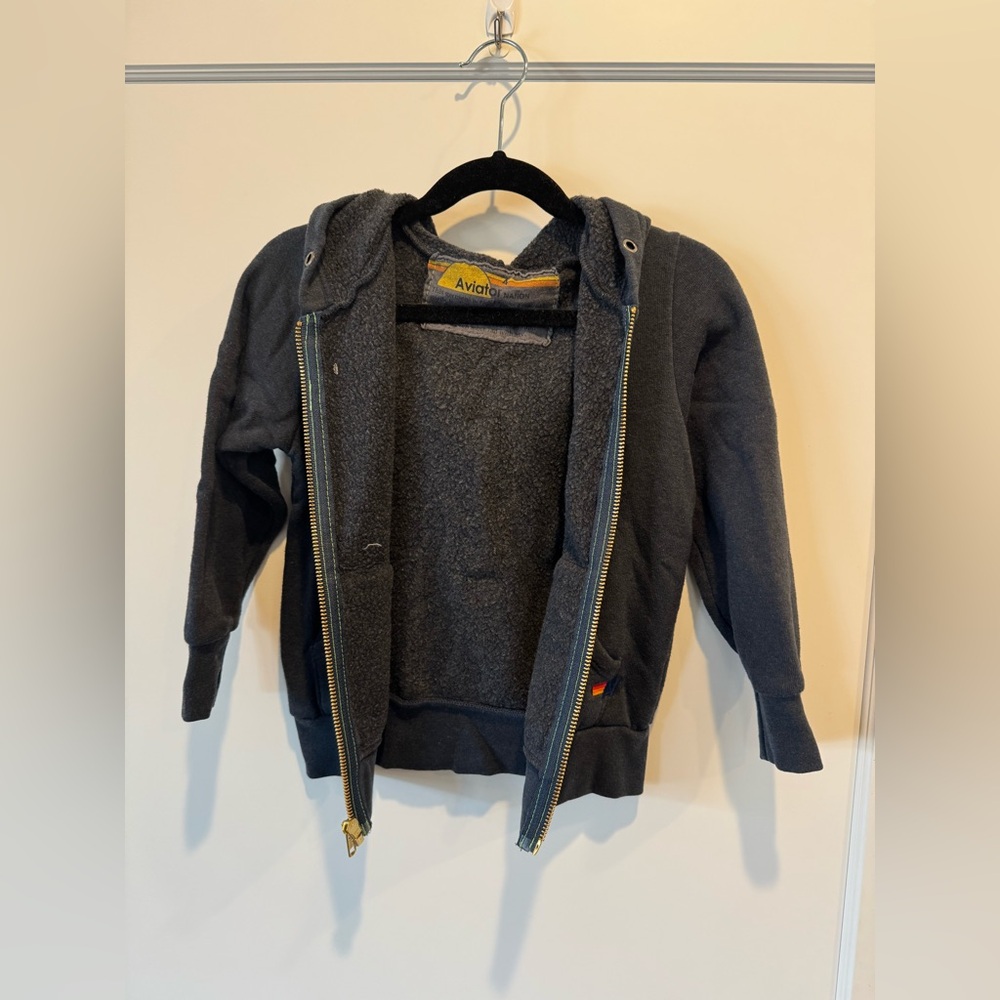 Aviator Nation - KIDS BOLT PRINT ZIP HOODIE - Navy // White - Picture 5 of 6